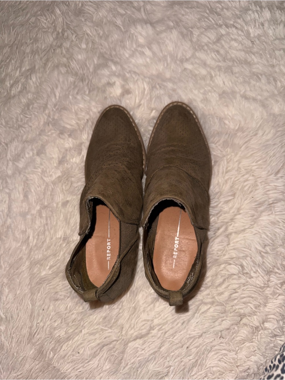 Report Olive Suede Ankle Booties - Slip-On Chelsea Style